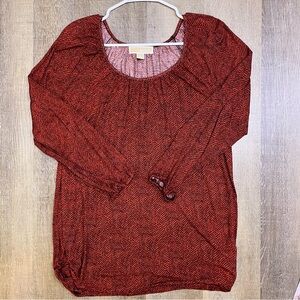 Michael Kors Rich Red Snakeskin Long Sleeve Top